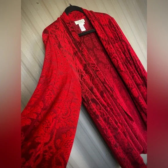 Coldwater Creek Set Cardigan Jacket & Tank Red Slinky Knit Travel Elegant EUC 1X - Picture 8 of 10